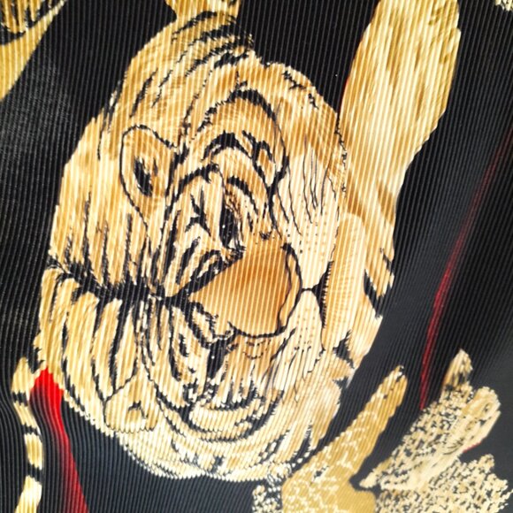 LS Collections Accordion Pleat Open Front Novelty Lion Tiger Jacket Black Size L - Picture 10 of 14